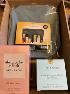 Abercrombe & Fitch Perfume, Estee Lauder Cream, Napolean Perdis Leather Bag & Products - Hero Image