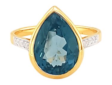 5.42 ct Natural Topaz Pear Shaped with 0.10cts of Round Brilliant Cut Diamonds (9kt Yellow Gold) - Hero Image