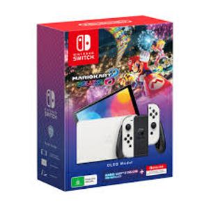 Nintendo Switch OLED Model (White) + Mario Kart 8 Deluxe + $100 EB Games Voucher - Hero Image