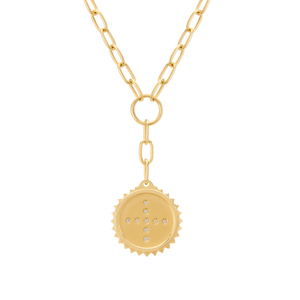 Murkani  - Halcyon Drop Necklace Featuring the Celtic Ailm Symbol Set with White Topaz Stones - Hero Image