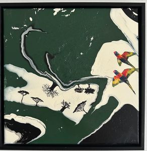 "Rainbow Lorikeets" Painting by Muriel Milleret - Hero Image