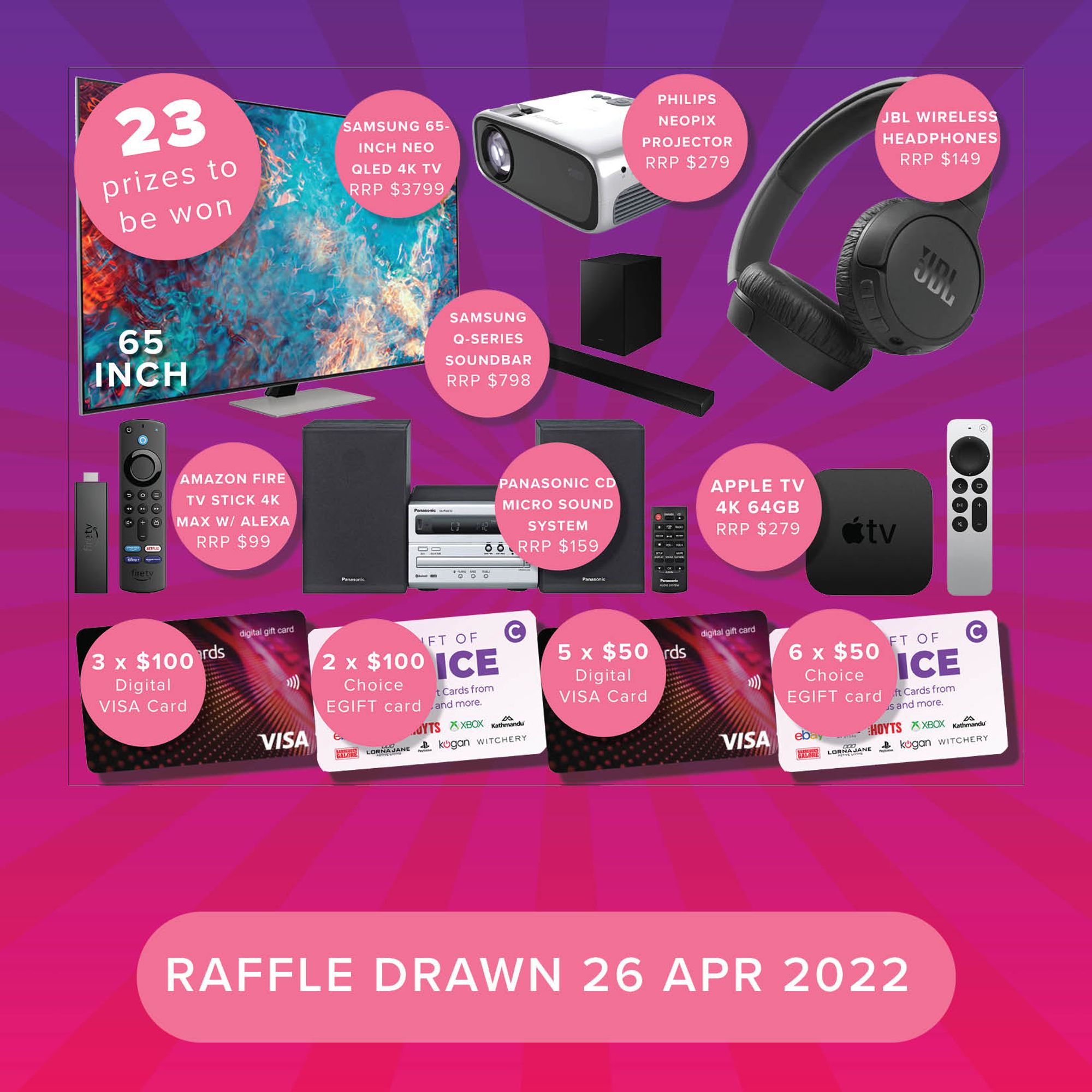APRIL's Mega Monthly Online Raffle LET US ENTERTAIN YOU! Prizes