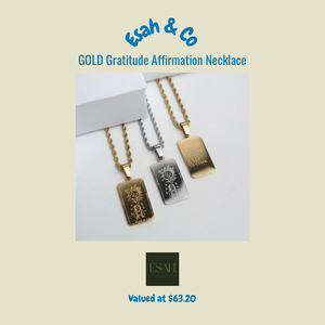 Esah & Co GOLD Gratitude Affirmation Necklace - Hero Image