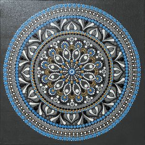 Blue and grey mandala by local artist - Bindala Dots - Hero Image