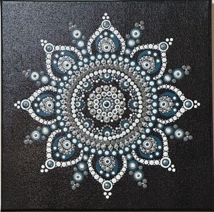 Teal and silver mandala by local artist - Bindala Dots - Hero Image