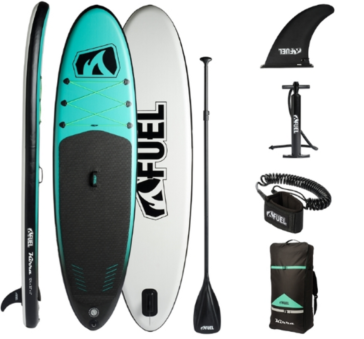 Fuel Kirra 10'4" Inflatable Stand Up Paddleboard Green & Black 10 ft 4 in - Hero image