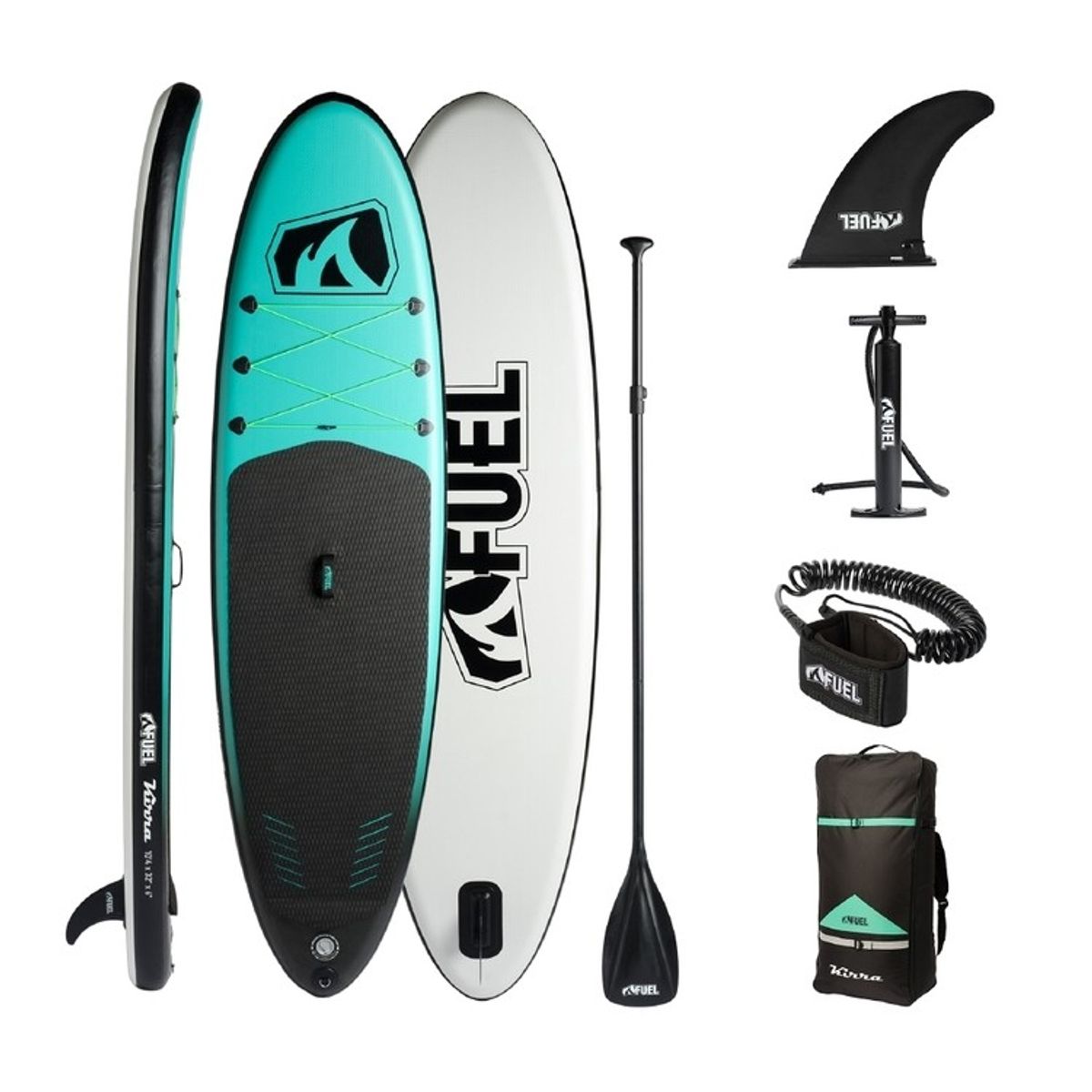 Fuel Kirra Inflatable Stand Up Paddleboard Green & Black 10 Ft 4 In - Hero image