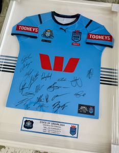 Signed & Framed 2024 NSW Blues State of Origin Jersey - Hero Image