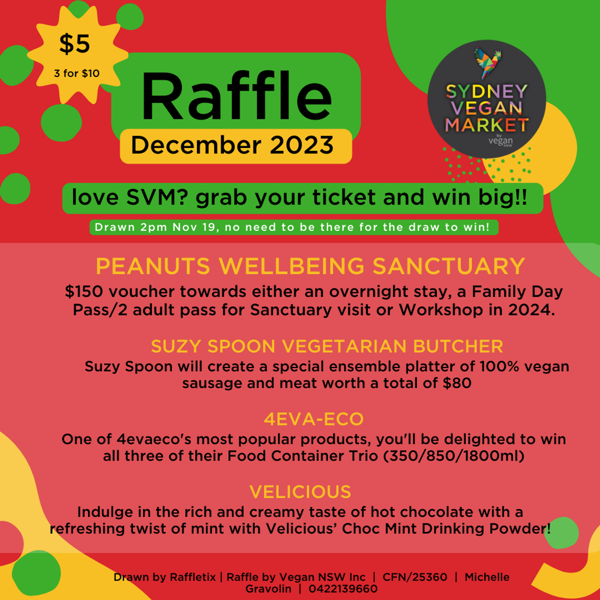 Market Raffle RaffleTix | Support Sydney Vegan Market! December 2023 Raffle