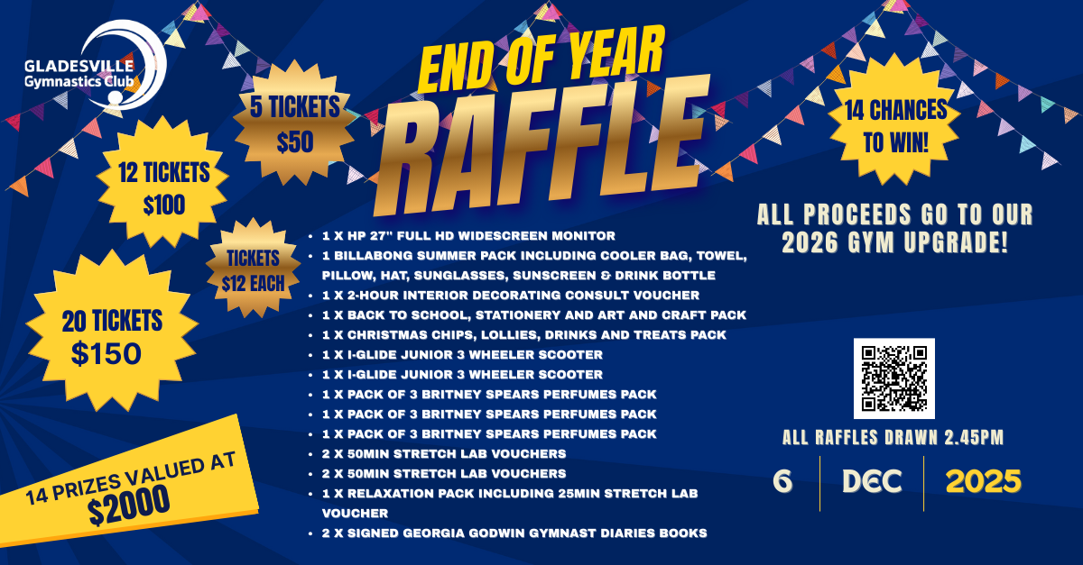 RaffleTix | Gladesville Gymnastics Club - End of Year Raffle 2025