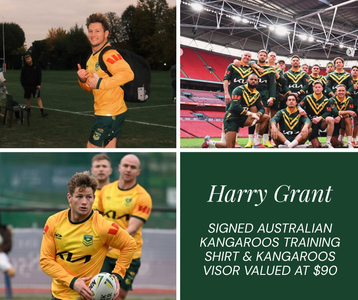 Harry Grant signed Kangaroos shirt and visor - Hero Image