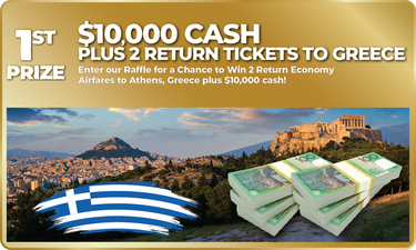 2 Return Flights to Athens, Greece + $10,000 Cash - Hero Image
