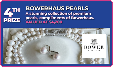 Classic Bowerhaus Elegant Triple Strand White Round Pearl Necklace with Matching Earings - Hero Image