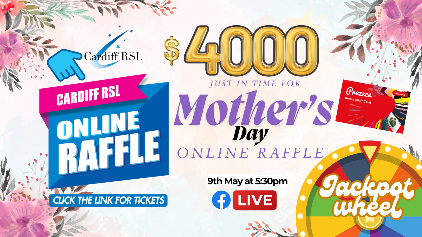 Carddiff Club Raffles RaffleTix | Cardiff RSL $4000 Just in time for Mother's Day Online Raffle