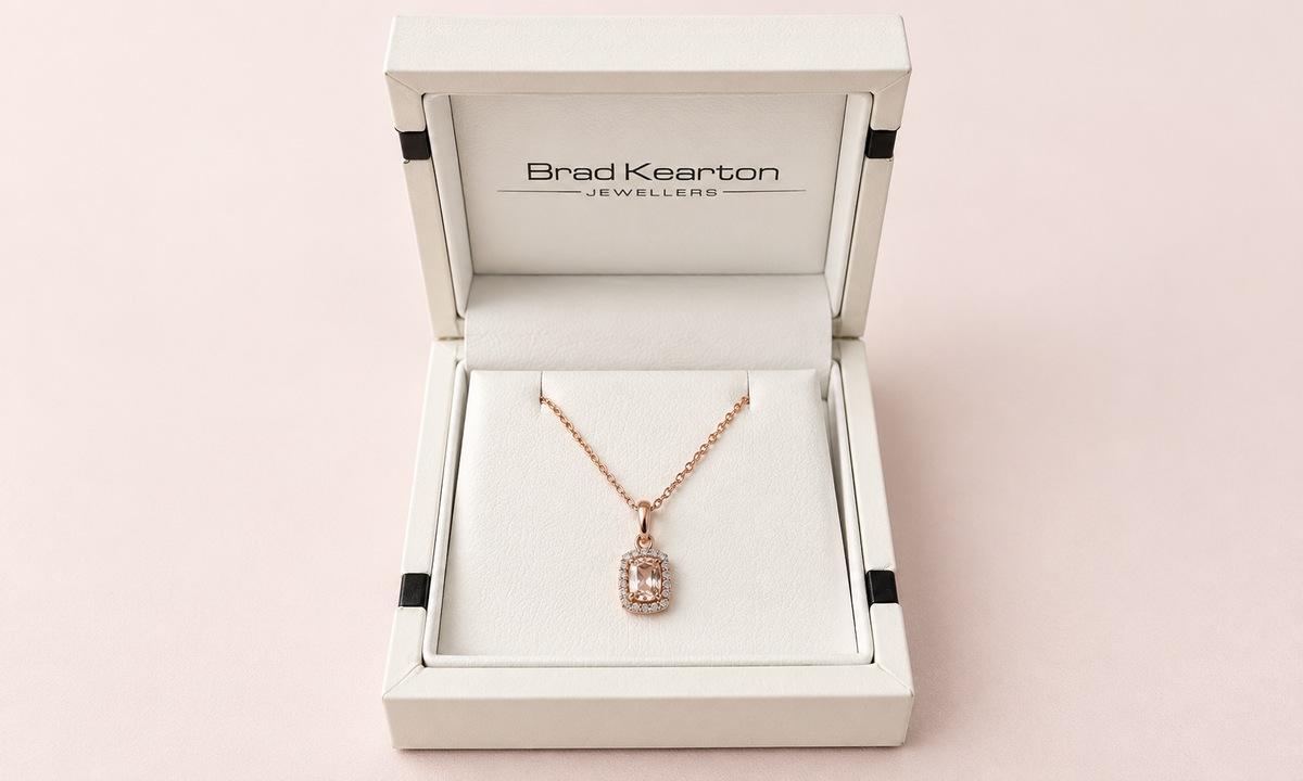 9ct Rose Gold Chain and Pendant with Morganite and Natural Diamonds - Hero image