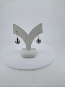 18ct white gold handmade Tahitian black south sea pearl drop earrings - Hero Image