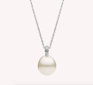 Paspaley Diamond Keel Edge Pearl Pendant and Fine Mirror Trace Chain (12mm Oval Pearl) - Hero Image