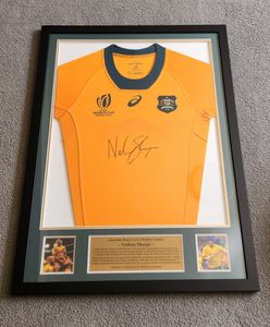 Wallabies Jersey - Framed & Signed by Nathan Sharpe - Hero Image