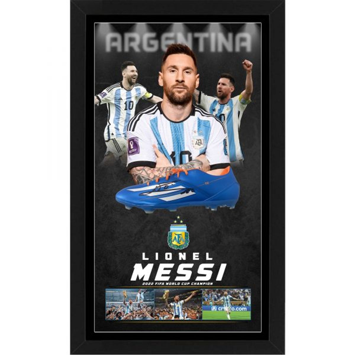 Lionel Messi Argentina 2022 World Cup Champion Signed & Framed Boot - Hero image