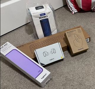 Technology Prize Pack Boom 3 -MX Master3s Mouse & Keyboard -Logitech Zone True Wireless HP - Hero Image