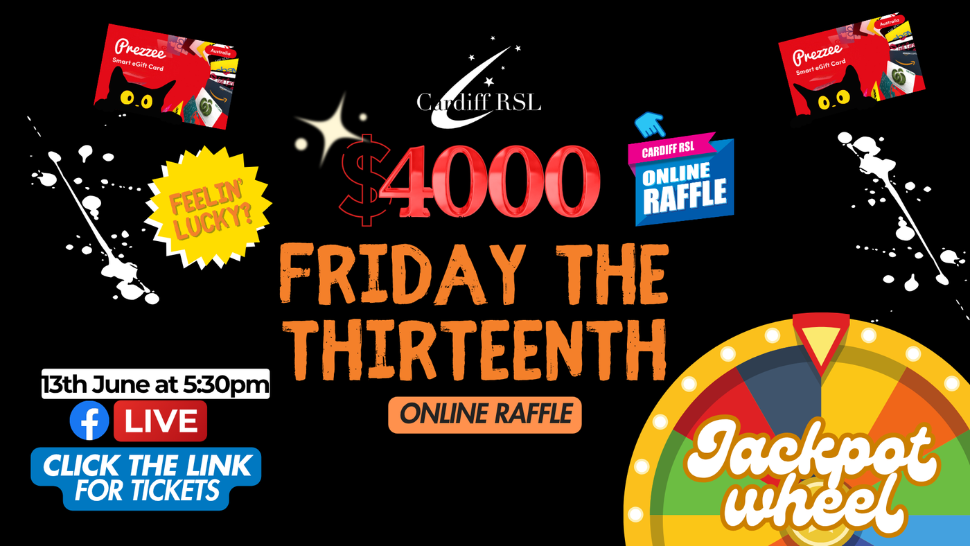 Carddiff Club Raffles RaffleTix | Cardiff RSL $4000 Feelin' Lucky Online Raffle + Jackpot Spins
