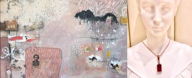 Jo Cook Artwork & Pink Tourmaline and Diamond Pendant - Hero Image
