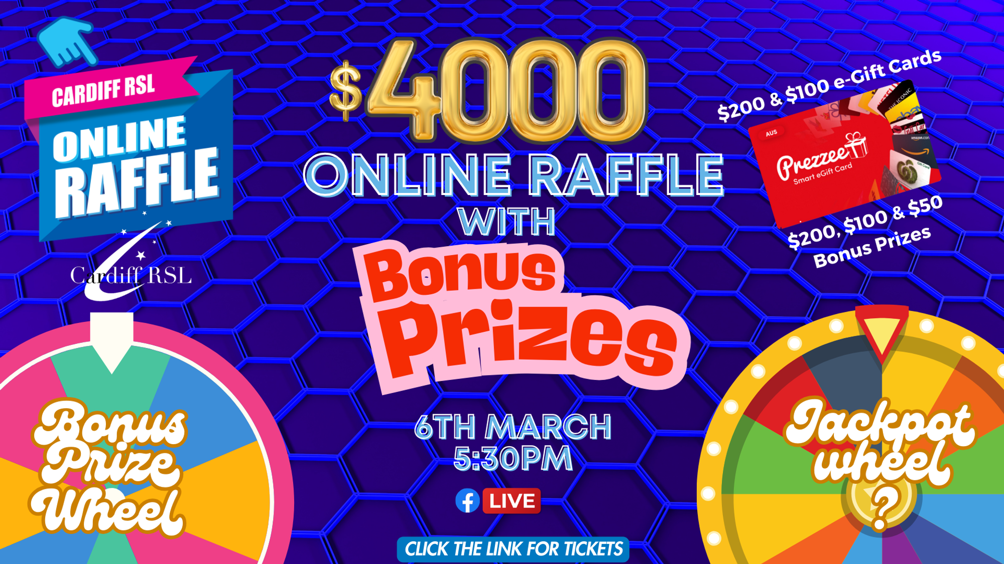 RaffleTix | Cardiff RSL $4000 Online Raffle + Bonus Prizes & Jackpot