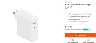 Cygnett GaN 100w USB-C Wall Charger - Hero Image
