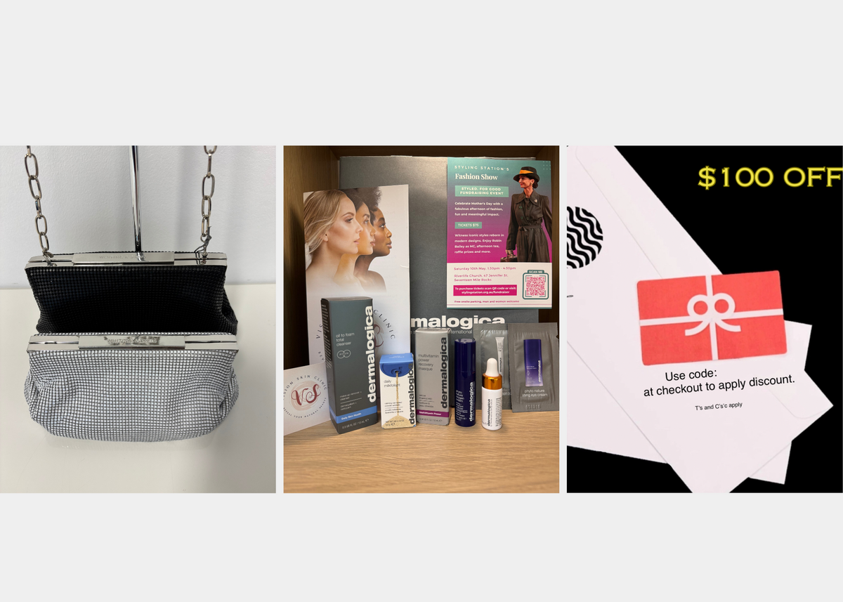 Whiting & Davis Glomesh Clutch, Vision Skin Clinic Voucher, Ric Rac Rd Voucher - Hero image