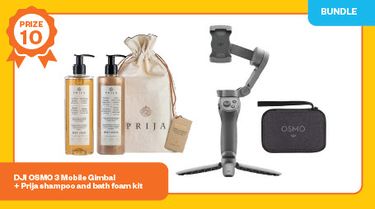 DJI OSMO 3 Mobile Gimbal and Prija shampoo and bath foam kit - Hero Image