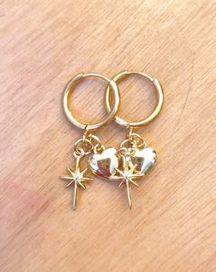 Golden Star & Heart Earings - Hero Image