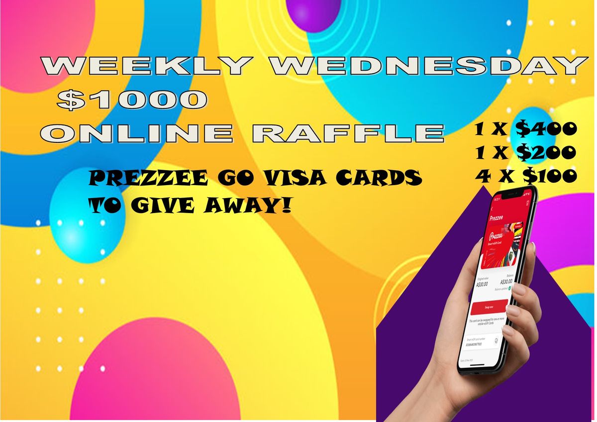 RaffleTix | Weekly Wednesday $1000 Online Raffle 14 August