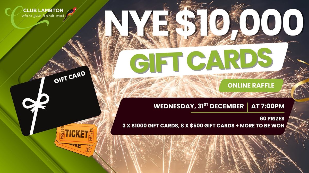 RaffleTix | NYE $10,000 Gift Card Online Raffle