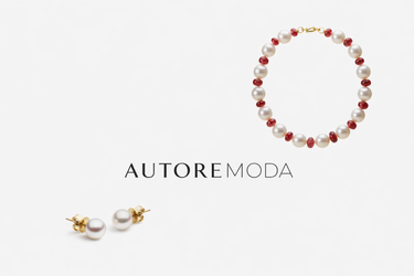 Autore Moda Valentina South Sea Pearl and Red Spinel Bracelet Paired with South Sea Pearl Studs - Hero Image