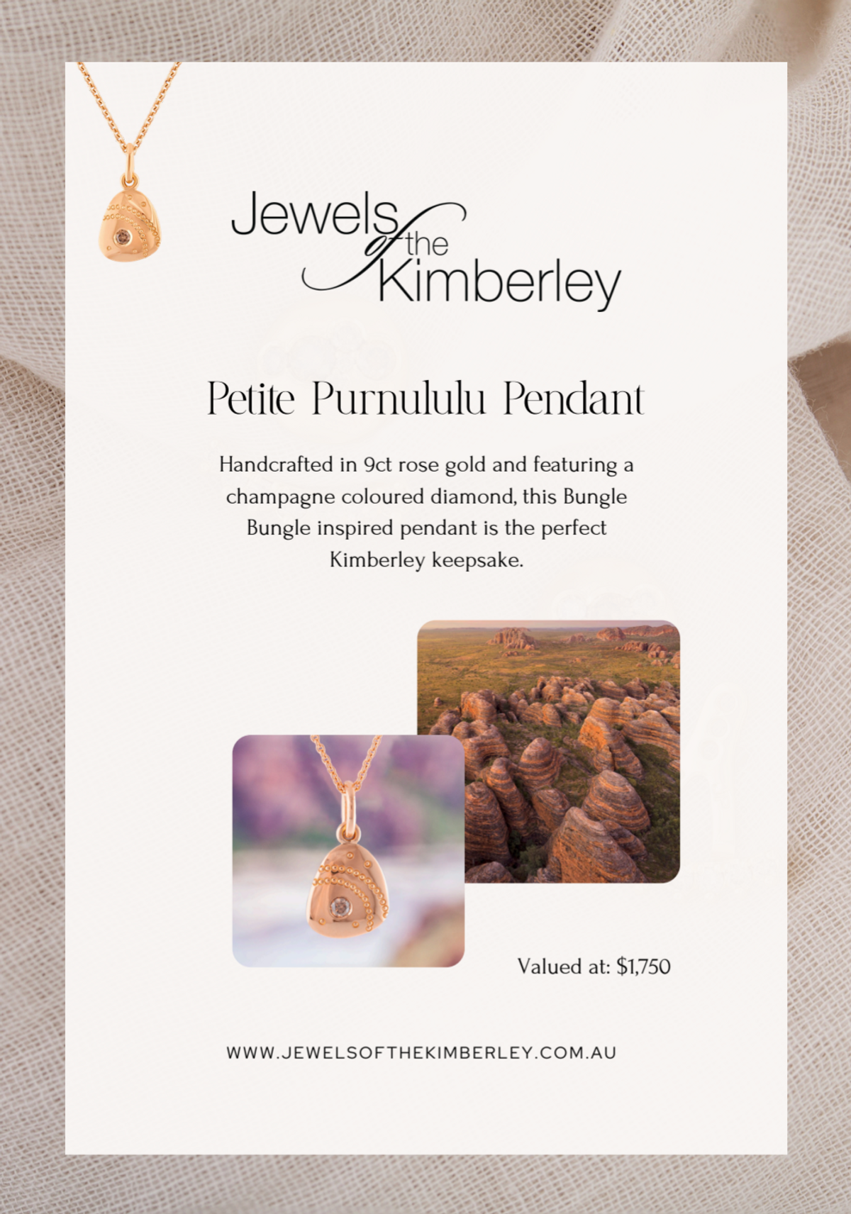 Jewels of the Kimberley: Petite Purnululu Pendant - Gold & Diamond Pendant (1) - Hero image