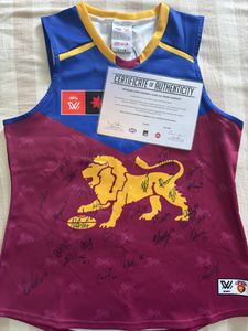 Fully Signed Brisbane Lions WAFL Jersey Authenticity Certificate, Mounted in Glass Case - Hero Image