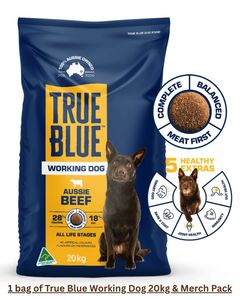 1 Bag of True Blue Working Dog 20kg & True Blue Merch Pack - Hero Image
