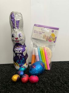 Choc Bunny & Eggs with Wooden Paint Your Own Eggs - Hero Image