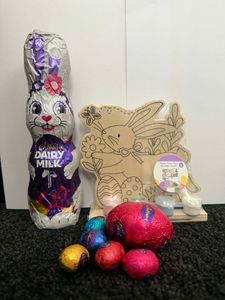 Choc Bunny & Eggs with Wooden Paint Set - Hero Image
