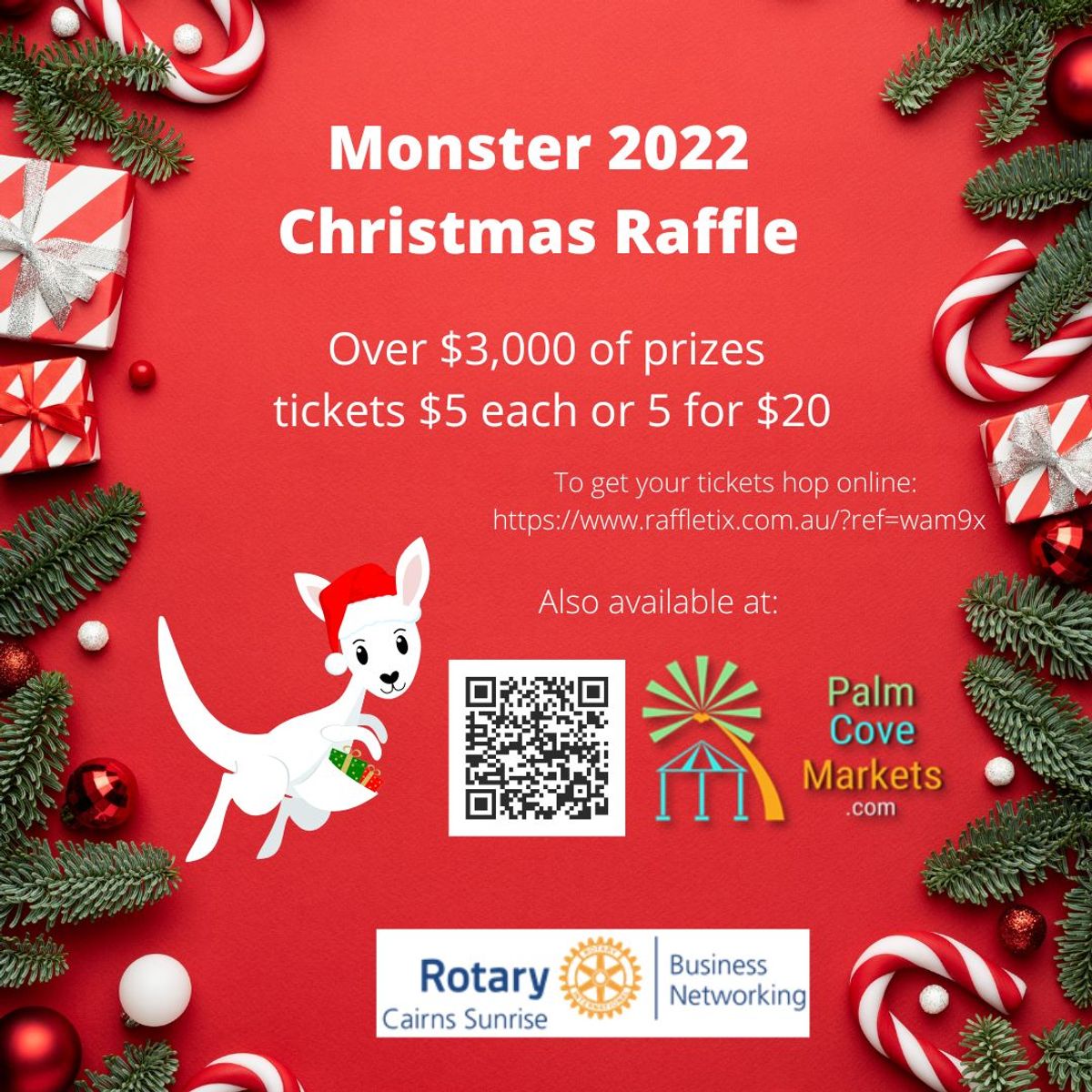 Market Raffle RaffleTix | Palm Cove Markets Monster Christmas raffle