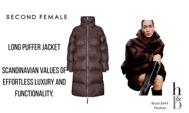Long Puffer Jacket by Second Female – Colour - Choc/Plum - Hero Image
